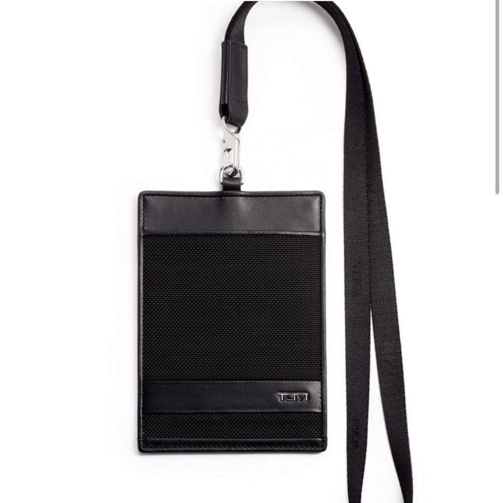 NWT Black Tumi Alpha Travel Lanyard Ballistic Nylon & Leather - Picture 2 of 7